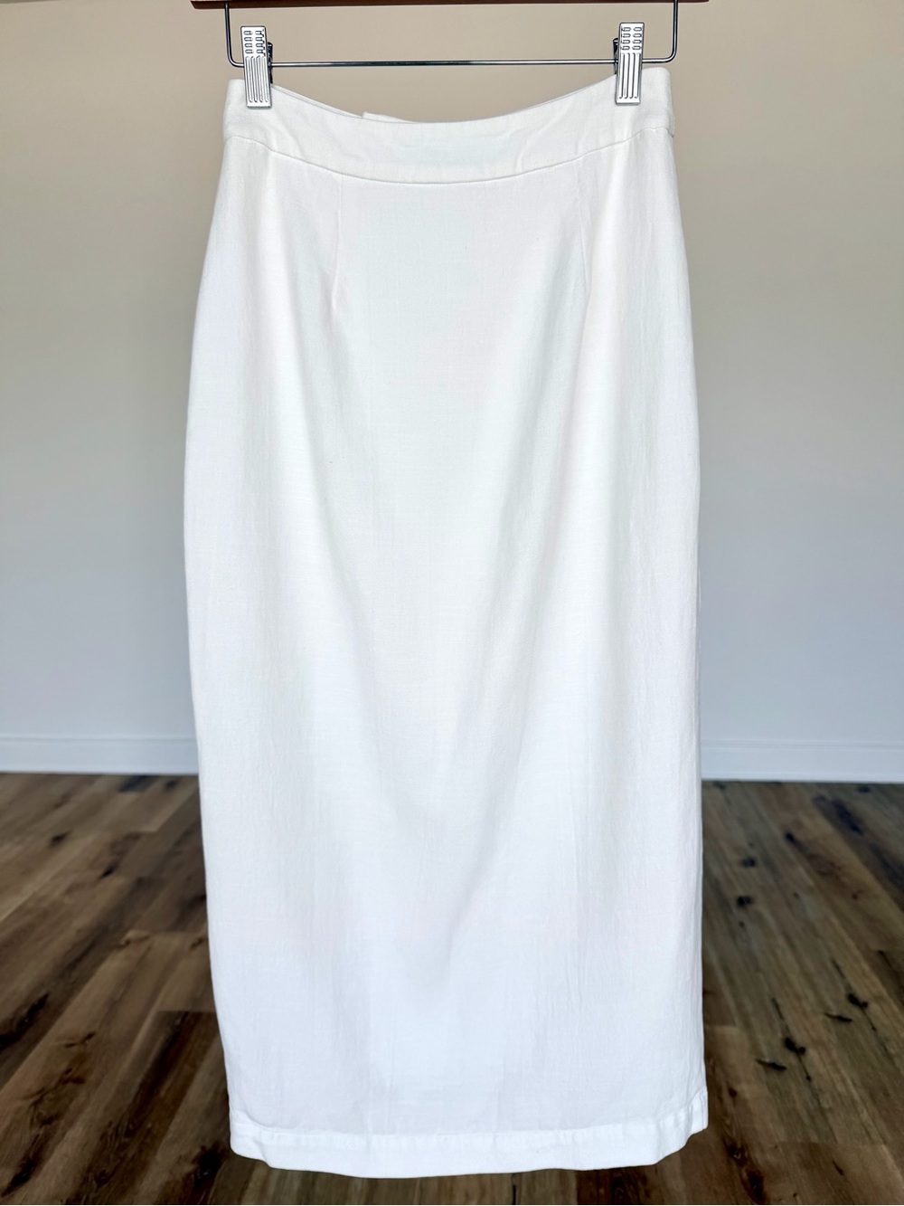 Endless Rose White Linen Blend Midi Pencil Skirt NWOT | Lined Minimalist XS